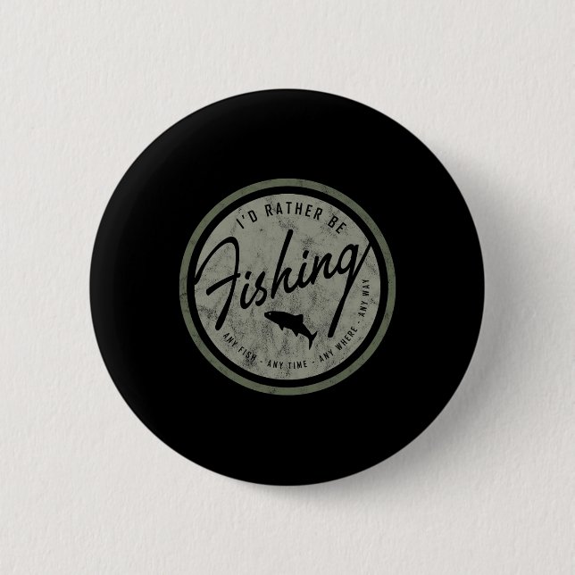 Badge Rond 5 Cm Je Préférerais Pêcher ! Retro (Devant)