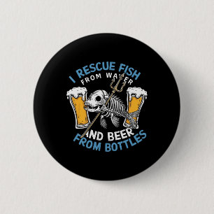 Badge Rond 5 Cm Je Secourt Du Poisson À Partir De L'Eau Et Bois De