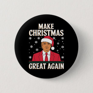 Badge Rond 5 Cm Je serai à la maison pour Noël Père Noël Trump Xma
