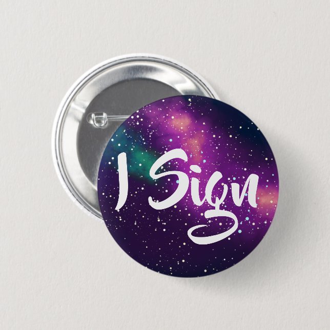 Badge Rond 5 Cm Je signe l'identité personnalisable de galaxie (Devant & derrière)
