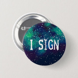 Badge Rond 5 Cm Je signe l'identité personnalisable de galaxie