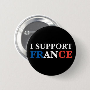 Badge Rond 5 Cm Je soutiens France Bleu Blanc Rouge Tricolore Pers
