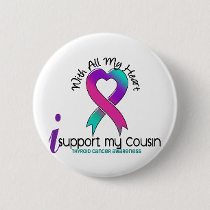 Badge Rond 5 Cm Je soutiens mon cancer de la thyroïde de cousin