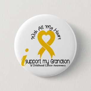 Badge Rond 5 Cm Je soutiens mon Cancer d'enfance de petit-fils