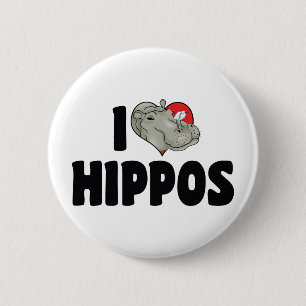 Badge Rond 5 Cm Je suis amoureux des hippopotames à cœur - Amoureu