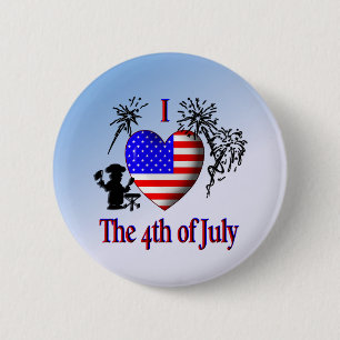 Badge Rond 5 Cm Je suis amoureux du 4 juillet