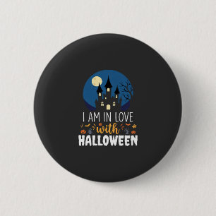 Badge Rond 5 Cm Je suis amoureux du château hanté d'Halloween_1