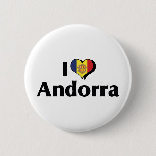 Badge Rond 5 Cm Je suis amoureux du drapeau d'Andorre
