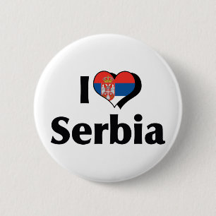 Badge Rond 5 Cm Je suis amoureux du drapeau de Serbie