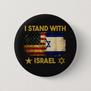 Badge Rond 5 Cm Je suis avec Israël Drapeau Amérique