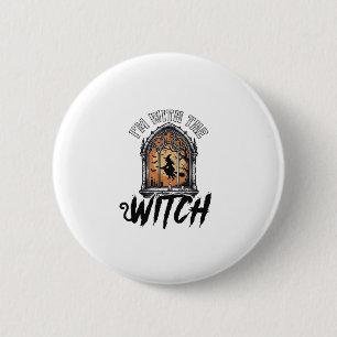 Badge Rond 5 Cm Je Suis Avec La Sorcière Vintage Halloween