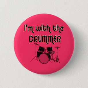 Badge Rond 5 Cm Je suis AVEC LE BATTEUR