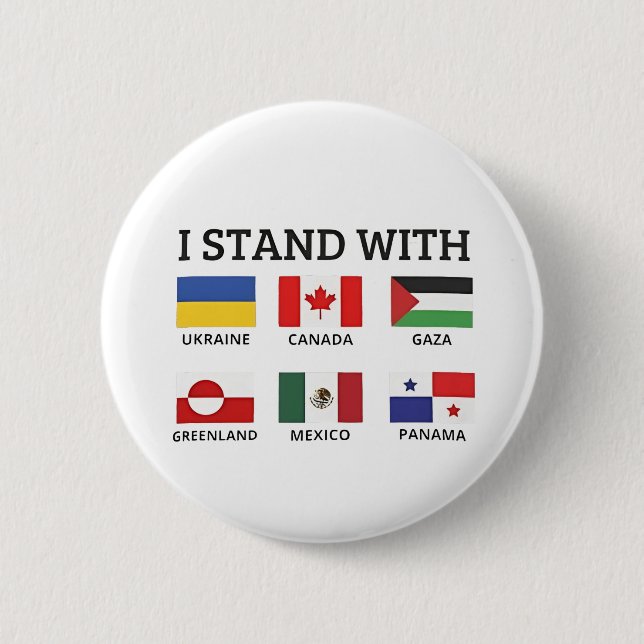 Badge Rond 5 Cm Je Suis Avec Le Canada Mexique Gaza Ukraine (Devant)