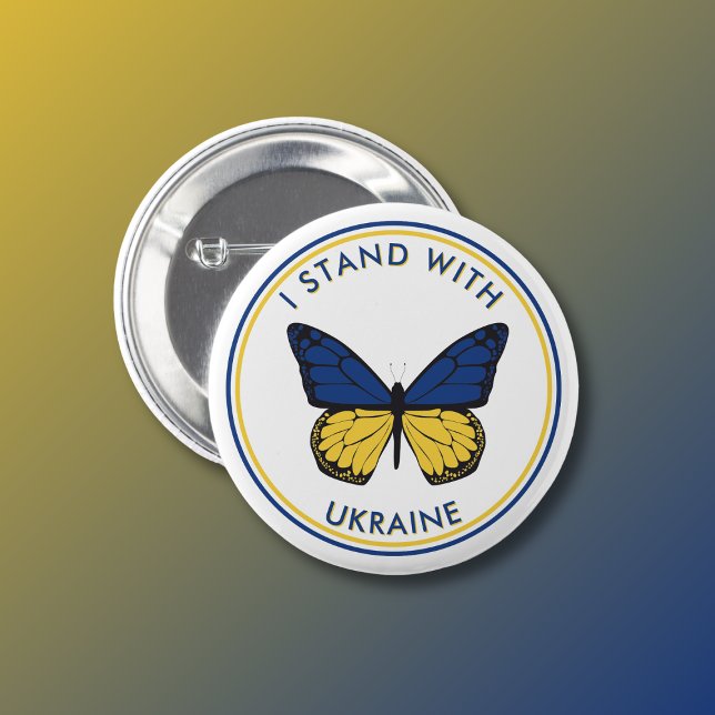 Badge Rond 5 Cm Je Suis Avec L'Ukraine Editable Papillon Design (Créateur téléchargé)