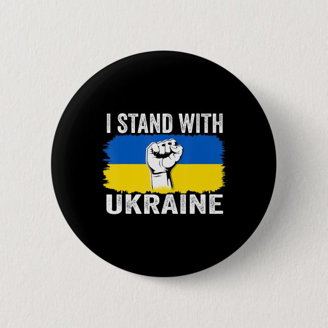 Badge Rond 5 Cm Je Suis Avec L'Ukraine Le Drapeau Ukrainien Soutie (Devant)