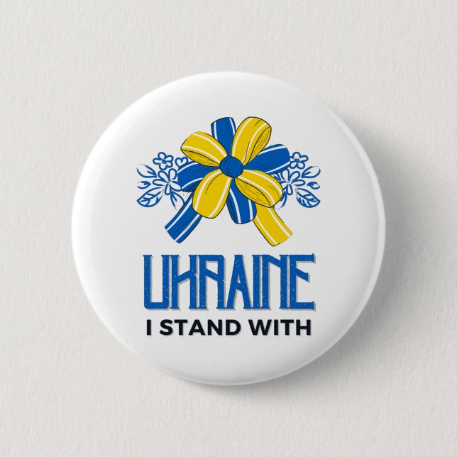 Badge Rond 5 Cm Je suis avec Ukraine Flag - Soutenez les Ukrainien (Devant)