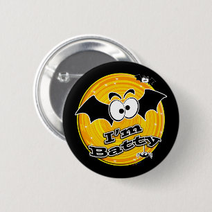 Badge Rond 5 Cm Je suis Batty Orange et Yellow Swirl
