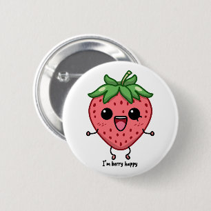 Badge Rond 5 Cm Je suis Berry Happy mignon saut de fraise kawaii
