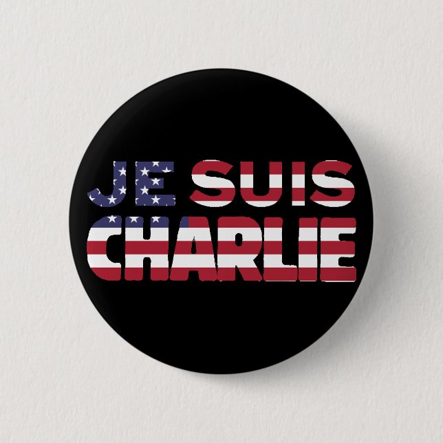 Badge Rond 5 Cm Je Suis Charlie - je suis des Charlie-Étoiles et (Devant)