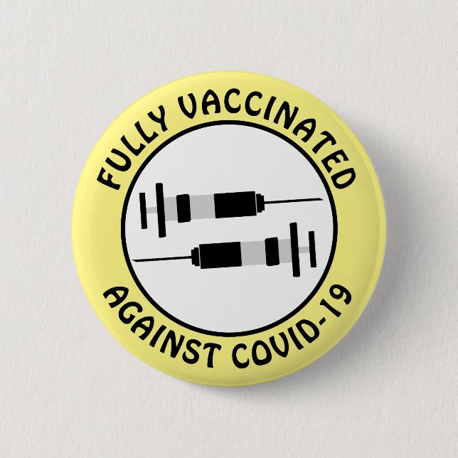 Badge Rond 5 Cm Je suis complètement vacciné contre le bouton Covi (Devant)