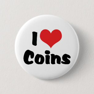 Badge Rond 5 Cm Je suis des pièces cœur - Collectionneur de pièces