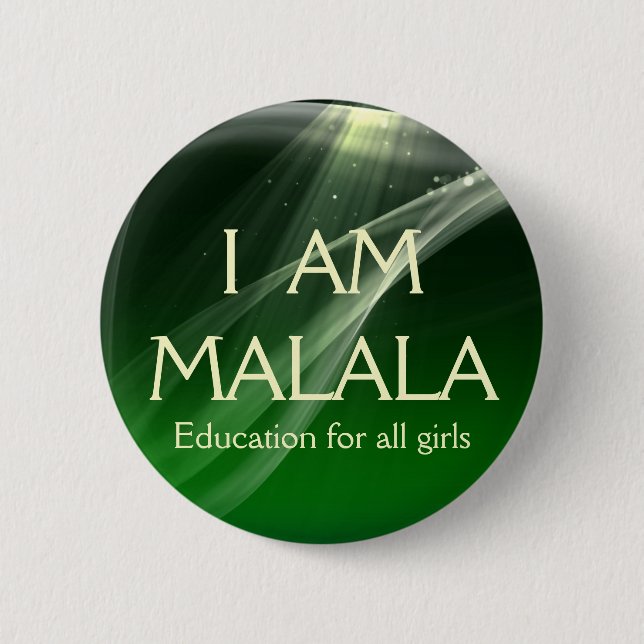 Badge Rond 5 Cm Je suis éducation de Malala pour toutes les filles (Devant)