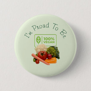 Badge Rond 5 Cm Je suis fier d'être 100% végétalien