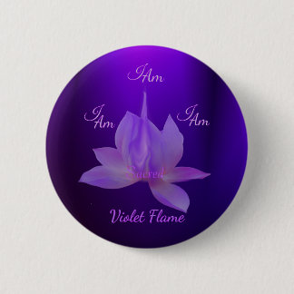 Badge Rond 5 Cm Je Suis Flamme Violette Avec Lotus