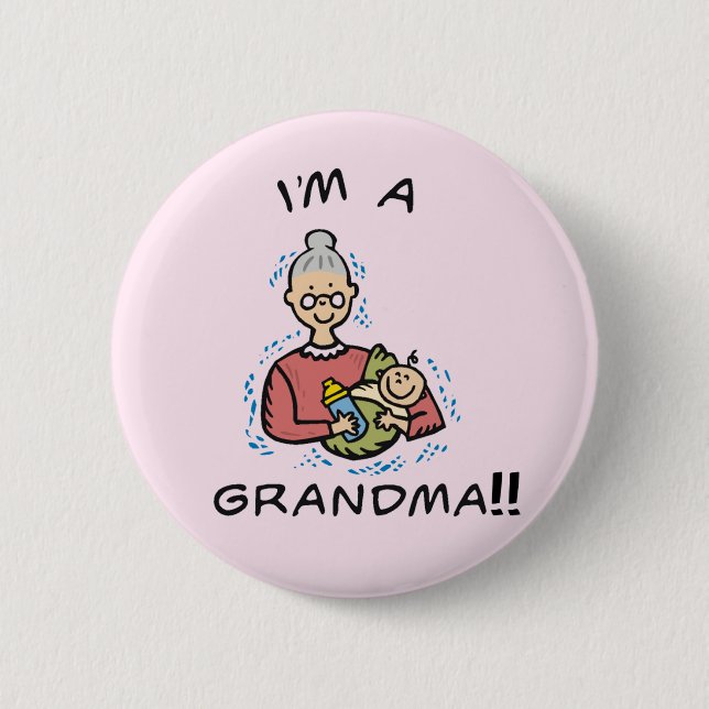 Badge Rond 5 Cm Je suis grand-mère et bébé (Devant)
