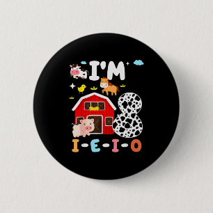 Badge Rond 5 Cm Je suis huit I-e-i-o 8 ans animal de ferme 8e anni