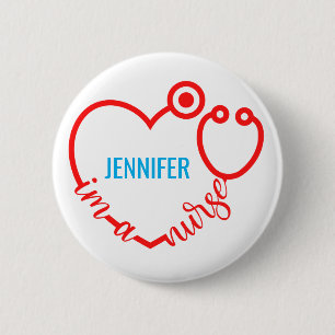 Badge Rond 5 Cm Je suis Infirmière Stethoscope Coeur Cadeau person