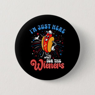 Badge Rond 5 Cm Je suis juste ici pour les Wieners Firework Hot Do