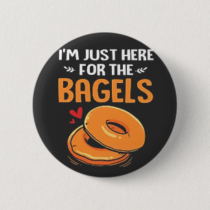 Badge Rond 5 Cm Je suis juste là pour la nourriture juive Bagels