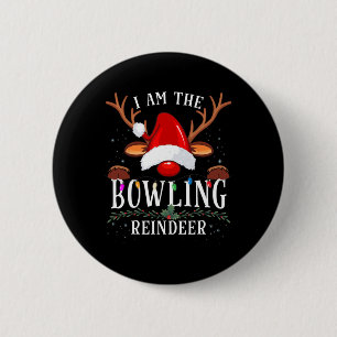 Badge Rond 5 Cm Je Suis La Famille De Noël De Bowling Reindeer