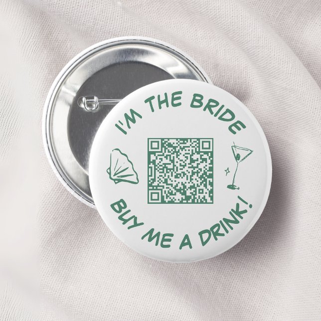 Badge Rond 5 Cm Je suis la mariée, payez-moi un verre QR Code (Créateur téléchargé)