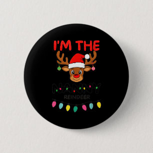 Badge Rond 5 Cm Je suis la nounou Renne Famille Noël Correspondant