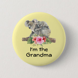 Badge Rond 5 Cm Je suis l'aquarelle Grandma Cute Koala Bears