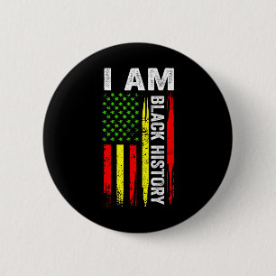 Badge Rond 5 Cm Je suis le drapeau afro-américain du Mois de l'his