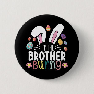 Badge Rond 5 Cm Je suis le frère Bunny Famille de Pâques jumelé