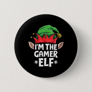 Badge Rond 5 Cm Je suis le Gamer Elf Noël Famille Correspondant Py