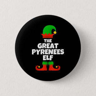 Badge Rond 5 Cm Je suis le grand Pyrenees Elf Famille Pyjama Noël