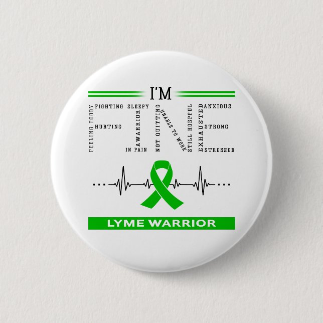 Badge Rond 5 Cm Je suis le guerrier de Lyme (Devant)