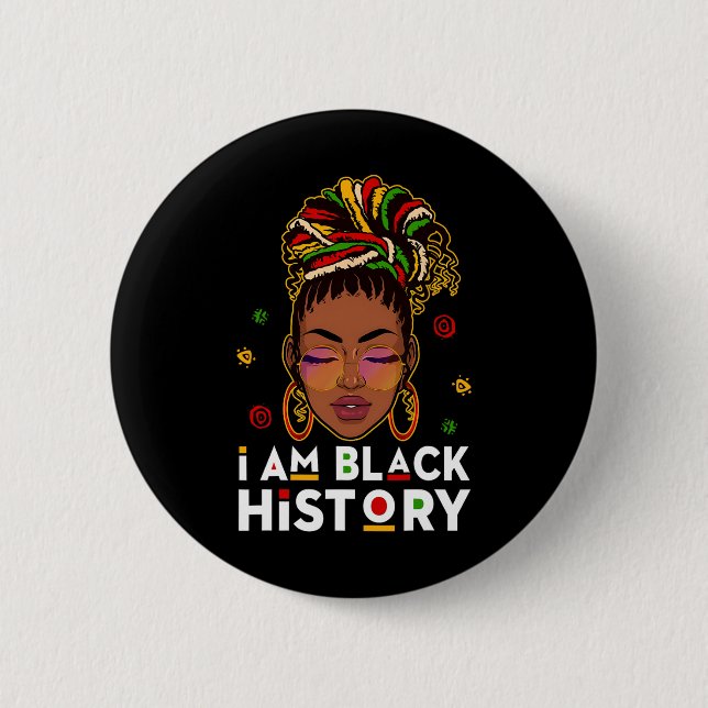 Badge Rond 5 Cm Je suis le Mois de l'Histoire des Noirs Afro-Améri (Devant)