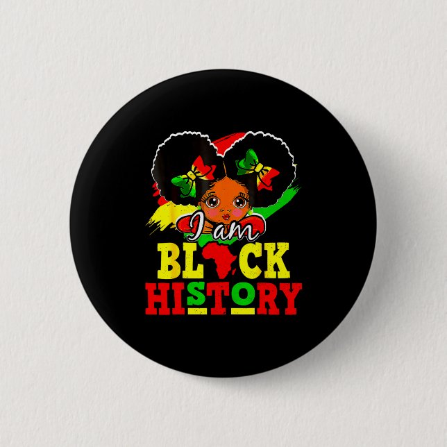 Badge Rond 5 Cm Je suis le Mois de l'histoire des Noirs Afro-Améri (Devant)