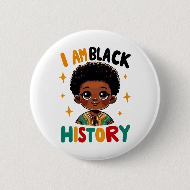 Badge Rond 5 Cm Je suis le Mois de l'histoire des Noirs Afro-Améri (Devant)