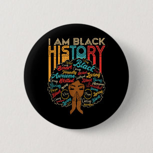 Badge Rond 5 Cm Je suis le Mois de l'histoire des Noirs Afro-Améri