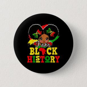 Badge Rond 5 Cm Je suis le mois de l'histoire des Noirs Fille aux