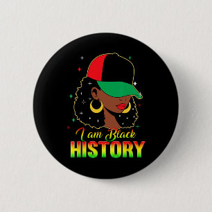 Badge Rond 5 Cm Je suis le mois de l'histoire des Noirs fille coif
