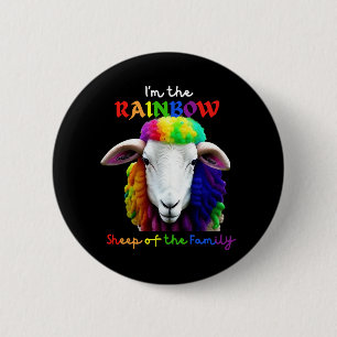 Badge Rond 5 Cm Je suis le mouton RAINBOW de la famille 2