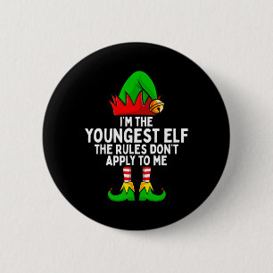 Badge Rond 5 Cm Je suis le plus jeune lutin de Noël de la famille